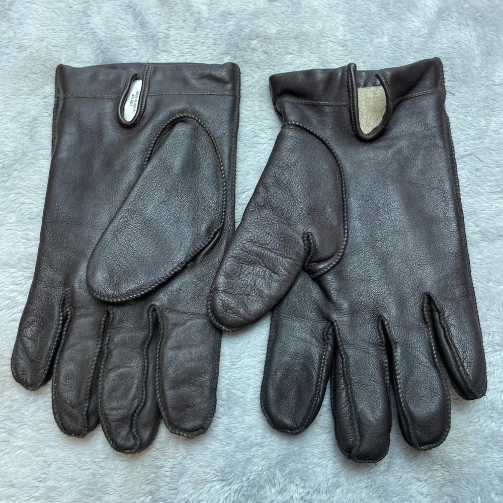 Womens Leather Driving Gloves Size L Brown Lined Winter Equestrian Classic